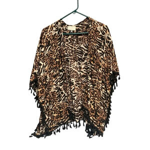 Bobbie Brooks one size swim suit coverup animal print with tassels